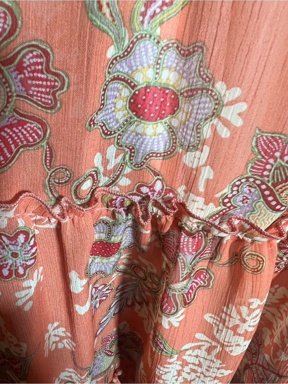NWT Figueroa & Flower Tiered Coral Maxi Butterfly Botanical Dress L - Picture 10 of 13